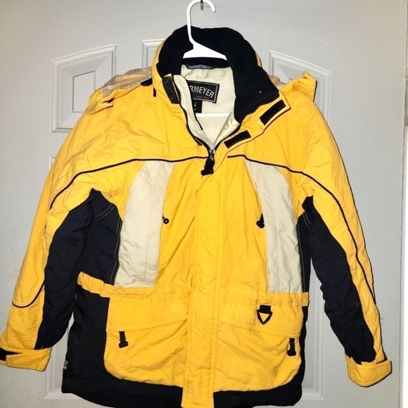 Obermeyer Original Hooded Ski Jacket Size Xl Yellow And Black - Picture 1 of 4